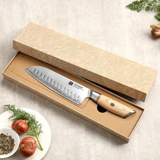XINZUO Lan Series 3-layer Composite Steel Santoku Knife B37S-RS
