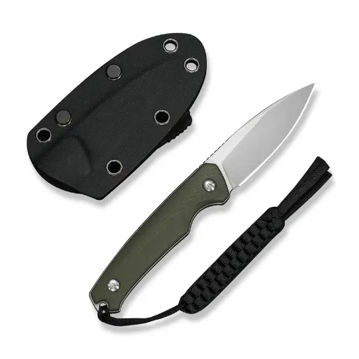 CIVIVI Altus Fixed Blade Knife OD Green G10 Handle (2.99" Stonewashed 14C28N Blade) C20076B-1, With 1PC Black Lanyard, Black Kydex Sheath & T-Clip