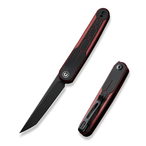 Civivi KwaiQ Milled Burgundy/Bla ck G10 Handle Black Stonewashed Nitro-V Blade 