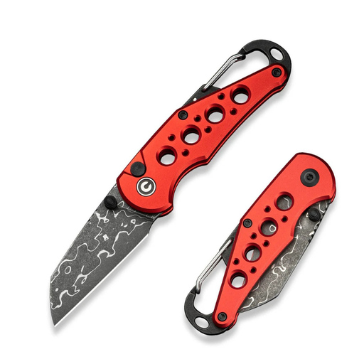 Civivi Pragma Red Aluminum Handle Damascus Blade