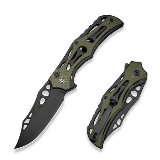 Civivi Biophase Black Aluminum With OD Green Coarse G10 Handle Black Stonewashed Nitro-V Blade 