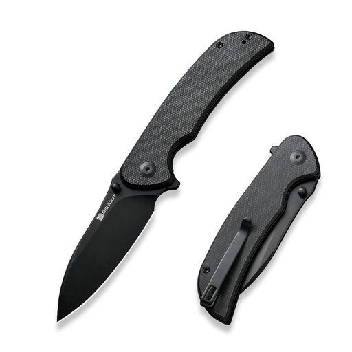 SENCUT Borzam Black Canvas Micarta Handle Black 9Cr18MoV Blade 