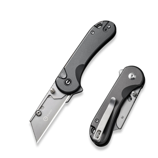 Civivi Elementum Utility Gray Aluminum Handle Stonewashed S/S Blade Holder Plain 6Cr13 Blade With 3Pcs Extra Blades 