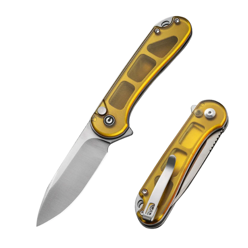 CIVIVI Button Lock Elementum II Polished Ultem Handle Satin Finished Nitro-V Blade 