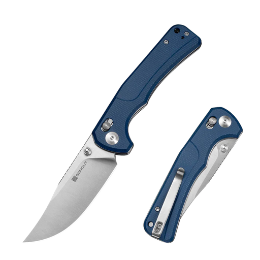 SENCUT Slybolt Blue Canvas Micarta Handle Satin Finished 9Cr18MoV Blade